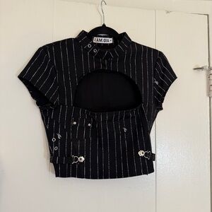 I.AM.GIA FRAN Pinstriped Crop Top